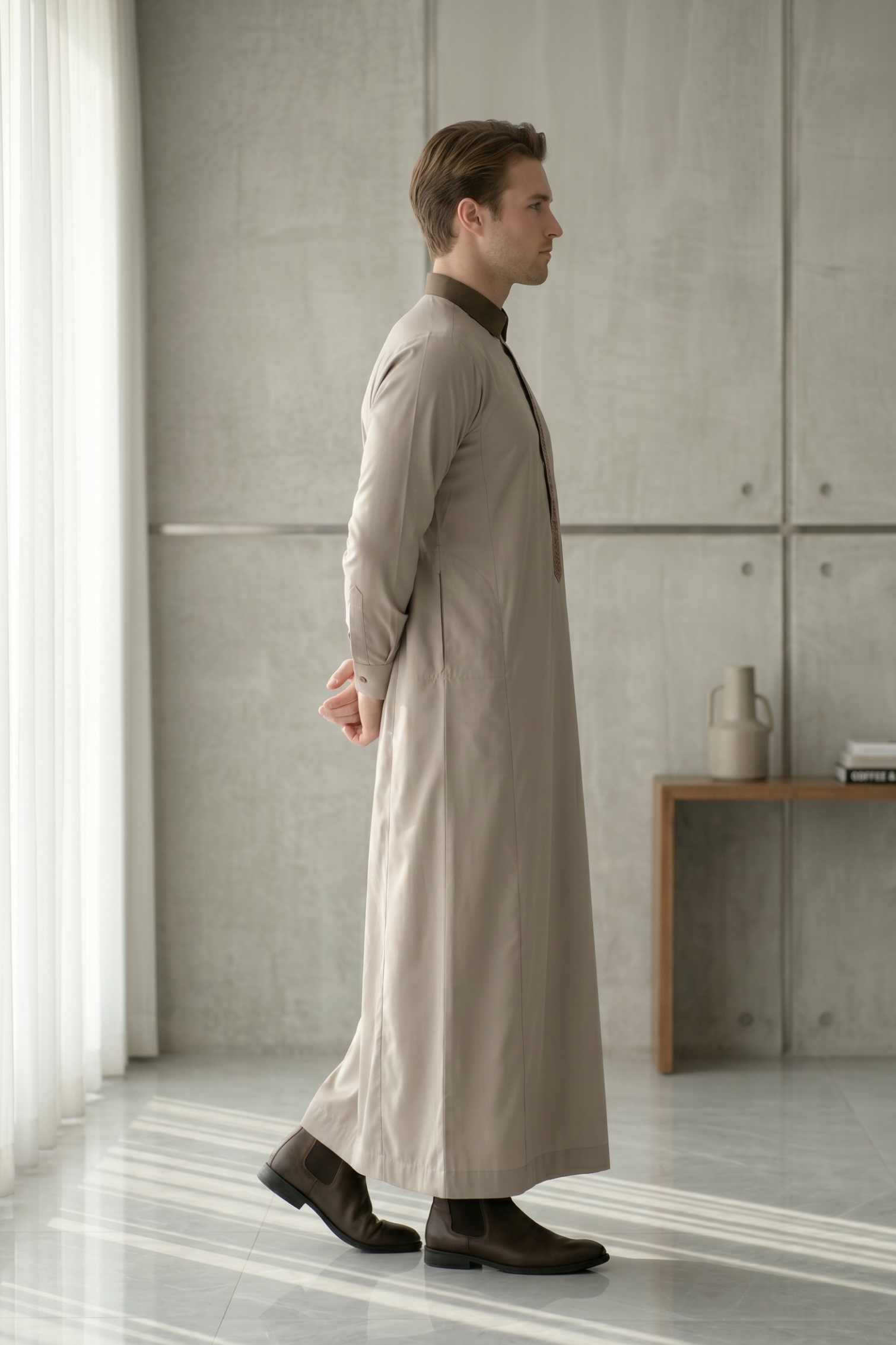 Collar Thobe - Dusty Grey