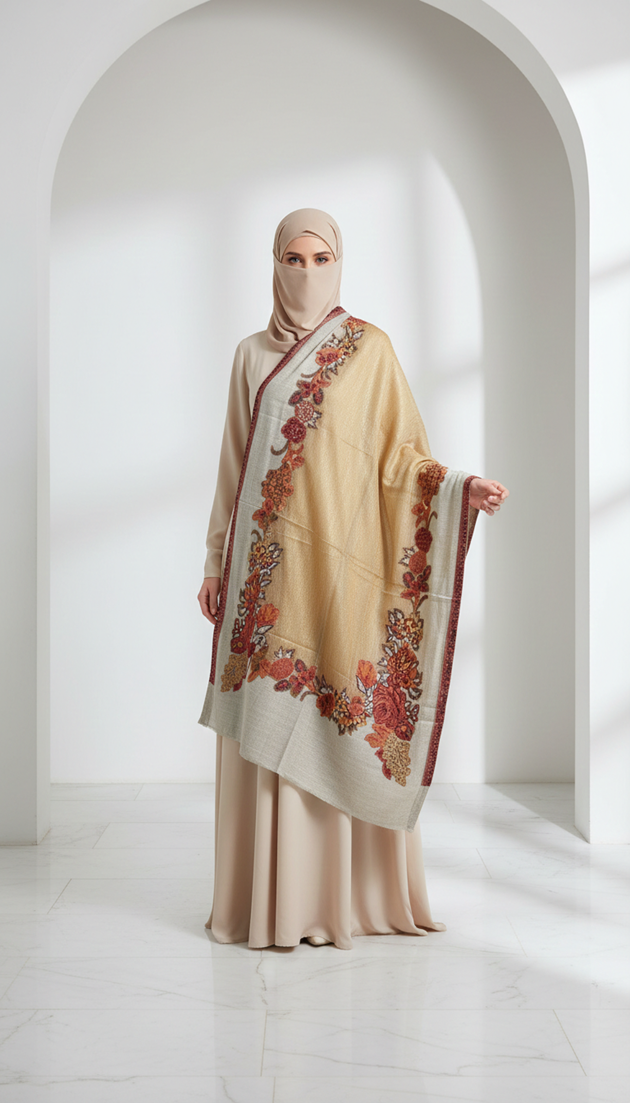 M.L Gulab Border Stole